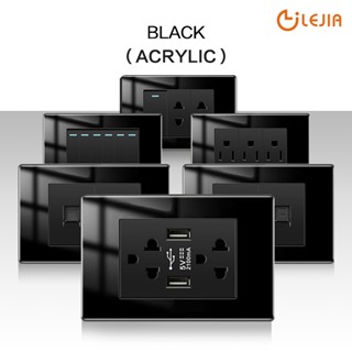  Leji Công Tắc Đèn 13amp 3 Chấu Phích Cắm usb Màu Đen Thông Dụng 