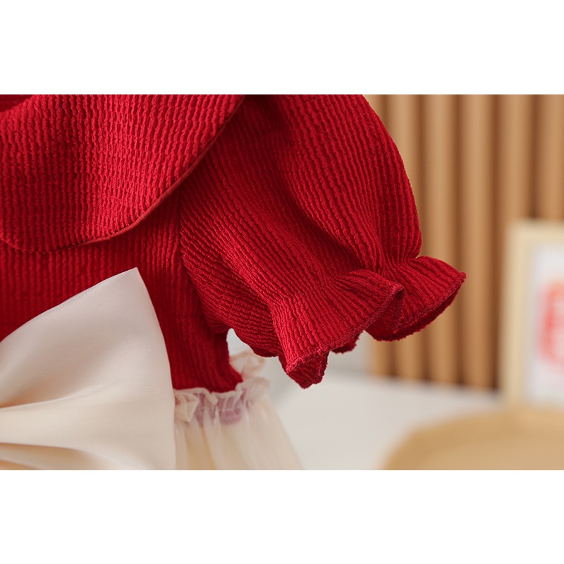 Bcbl Đầm Công Chúa Tay Ngắn Màu Đỏ Ngọt Ngào Thời Trang Cho Bé Gái