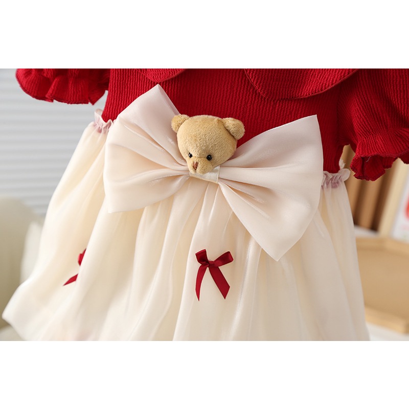 Bcbl Đầm Công Chúa Tay Ngắn Màu Đỏ Ngọt Ngào Thời Trang Cho Bé Gái