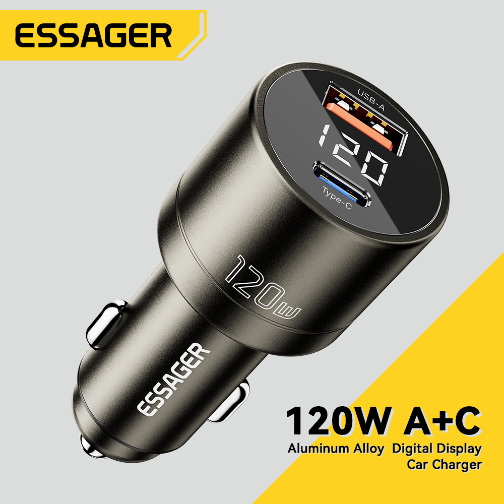 ESSAGER Tẩu Sạc Nhanh Cổng usb type c 120w 12v-24v Chuyên Dụng Cho Xe