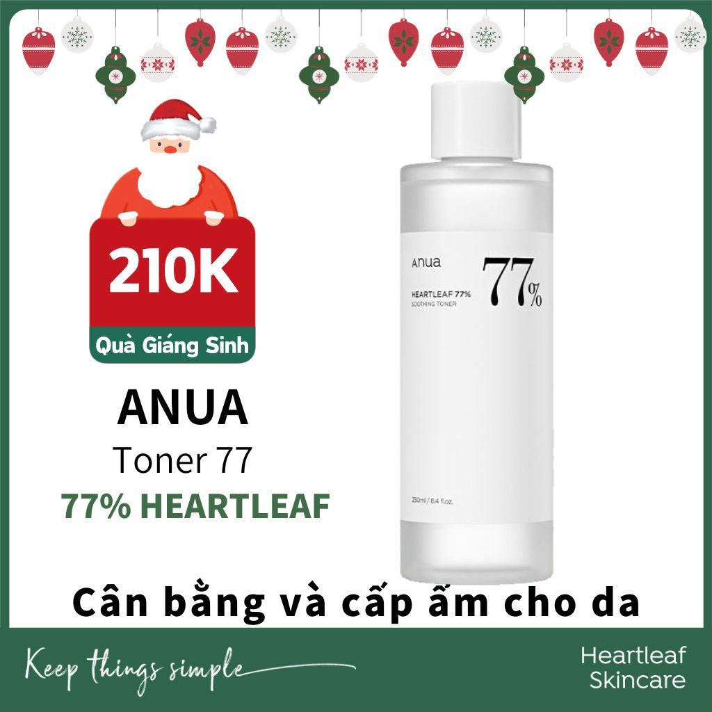 🎁 Quà Giáng Sinh 🎁 𝐀𝐧𝐮𝐚 𝟕𝟕 𝐓𝐨𝐧𝐞𝐫 diếp cá làm dịu, dưỡng da Anua Heartleaf 77% Soothing Toner nước hoa hồng giảm mụn 250ml