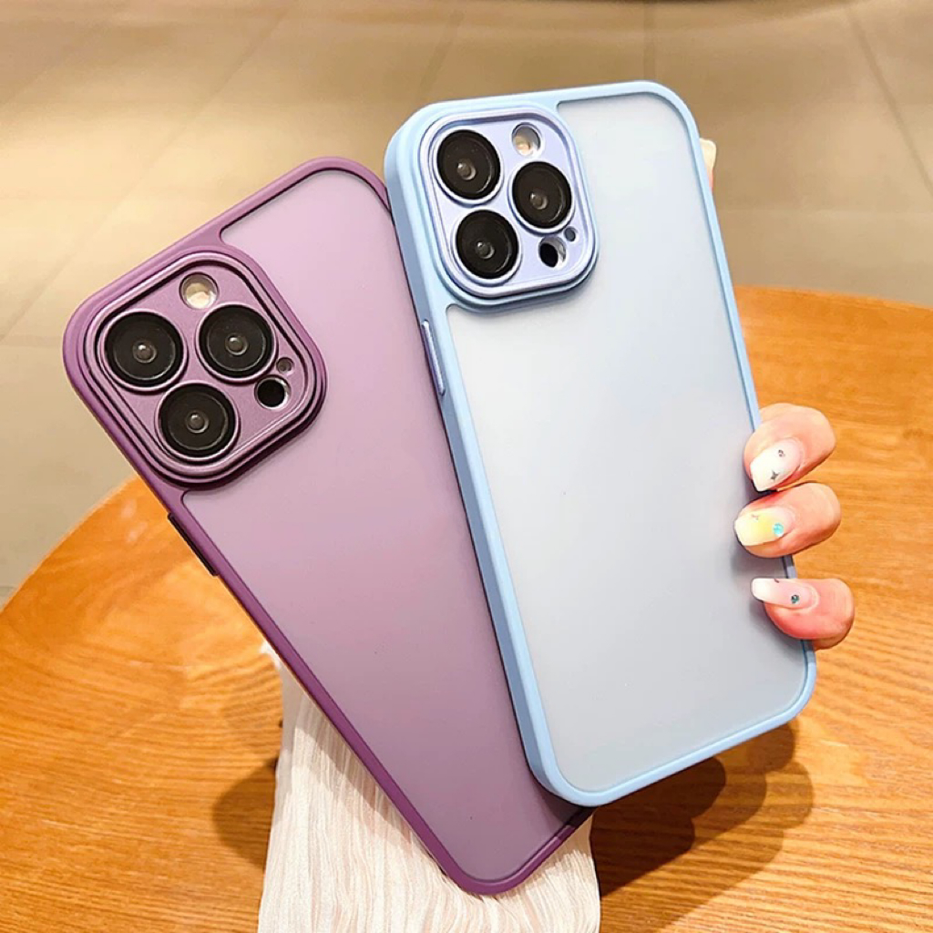 Matte semi transparent phone case suitable for iPhone 11 Pro Max anti slip silicone 12 13 14 15 Pro Max PLUS PC shock-absorbing case