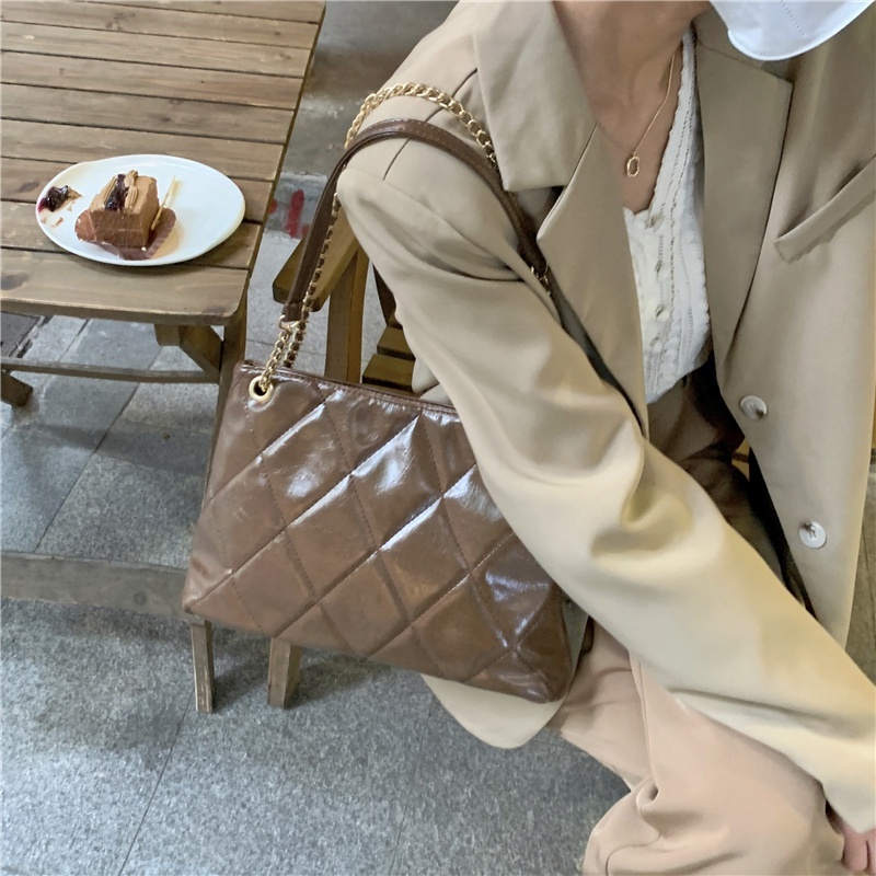 Túi xách NALLCHEER da cừu cao cấp phối họa tiết kim cương thời trang thường ngày cho nữ