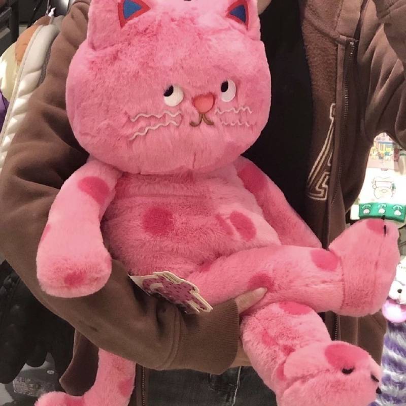 😻Tiktok phổ biến😻Gấu Bông con mèo búp bê mèo gối mèo mèo chấm bi màu hồng quà tặng trẻ em Món quà sinh nhậ quà Giáng sinh