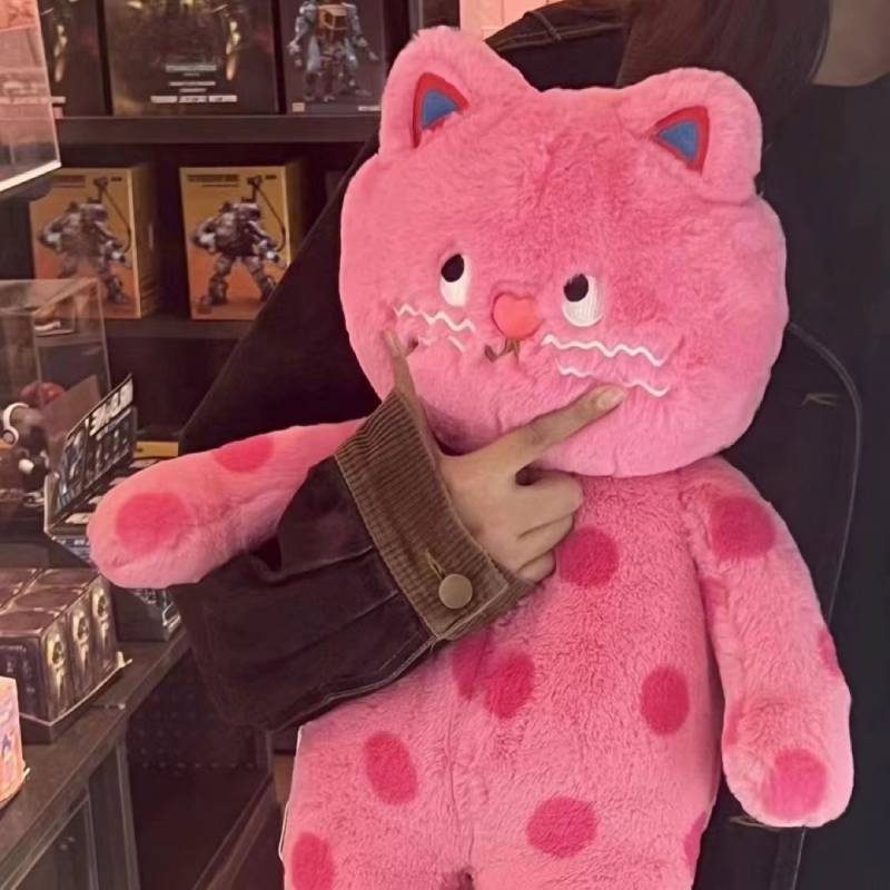 😻Tiktok phổ biến😻Gấu Bông con mèo búp bê mèo gối mèo mèo chấm bi màu hồng quà tặng trẻ em Món quà sinh nhậ quà Giáng sinh