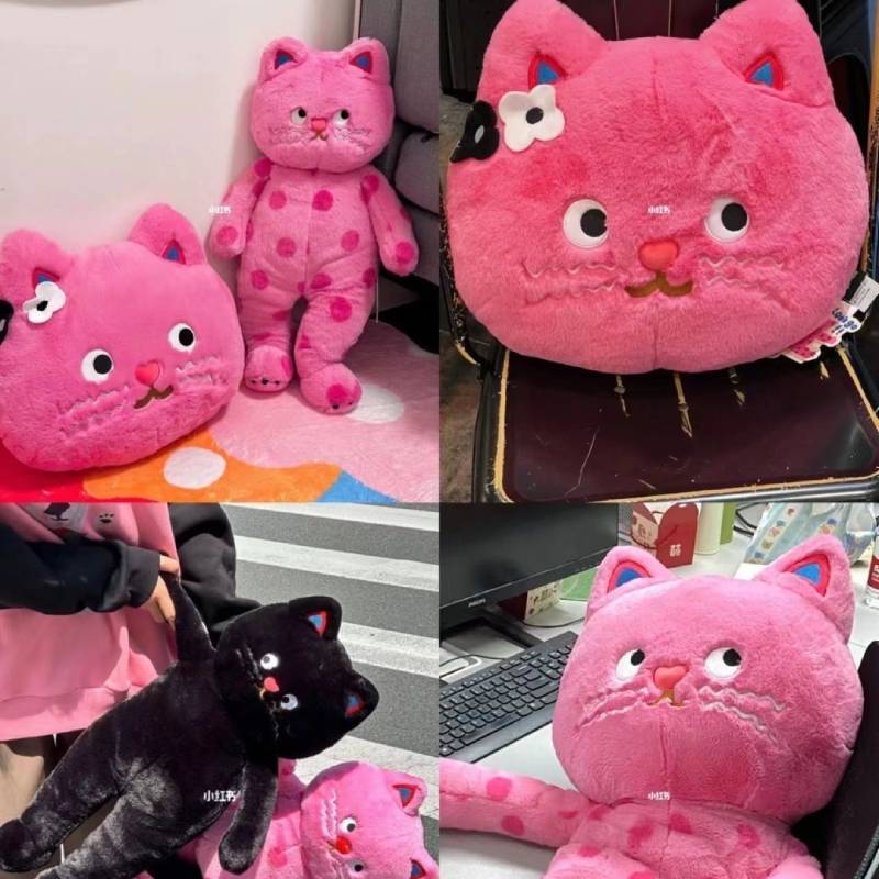 😻Tiktok phổ biến😻Gấu Bông con mèo búp bê mèo gối mèo mèo chấm bi màu hồng quà tặng trẻ em Món quà sinh nhậ quà Giáng sinh