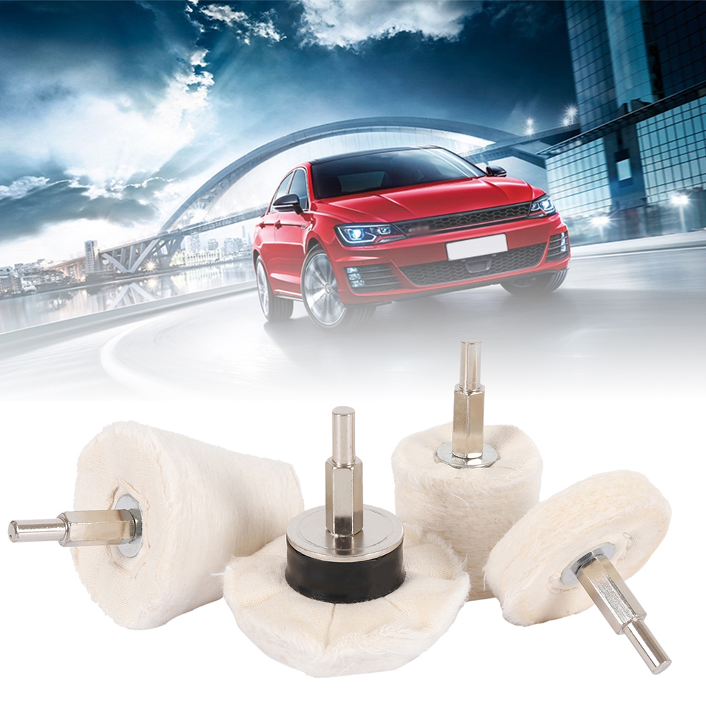 Phớt đánh bóng kim loại gắn máy khoan / bộ 4/5/6/7/10 đầu phớt lông cừu đánh bóng xe - vải đánh bóng ô tô xe máy inox gắn cho máy khoan / Bộ 5 mũi khoan đánh bóng nhôm
