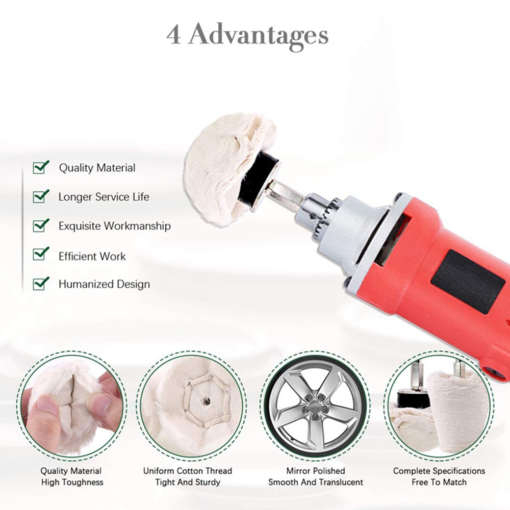 Phớt đánh bóng kim loại gắn máy khoan / bộ 4/5/6/7/10 đầu phớt lông cừu đánh bóng xe - vải đánh bóng ô tô xe máy inox gắn cho máy khoan / Bộ 5 mũi khoan đánh bóng nhôm