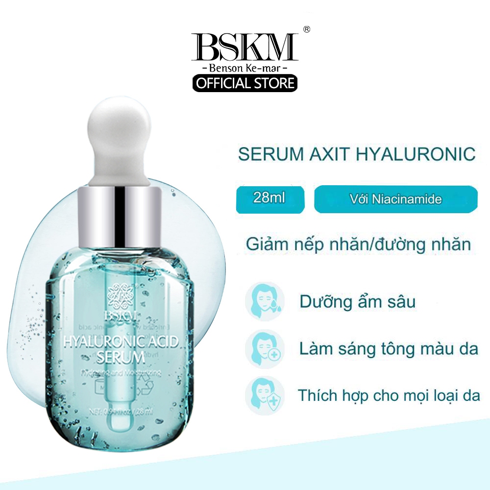 Serum BSKM axit hyaluronic dưỡng ẩm trắng da chống lão hóa làm mờ các nếp nhăn 28ml