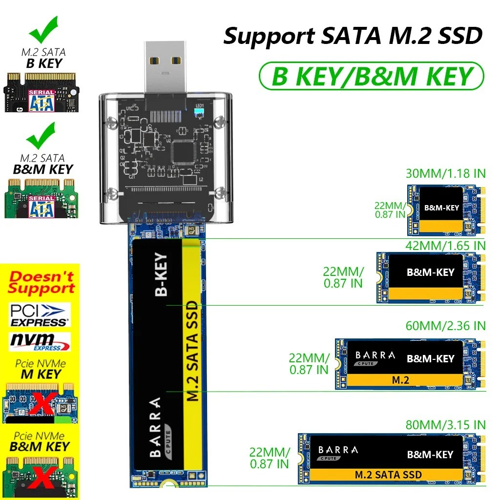 Hộp Đĩa ssd 5gbps m2 sata chassis m.2 Sang usb 3.0 Tốc Độ Cao Cho sata m / b key ssd 2230 / 2242 / 2260 / 2280mm