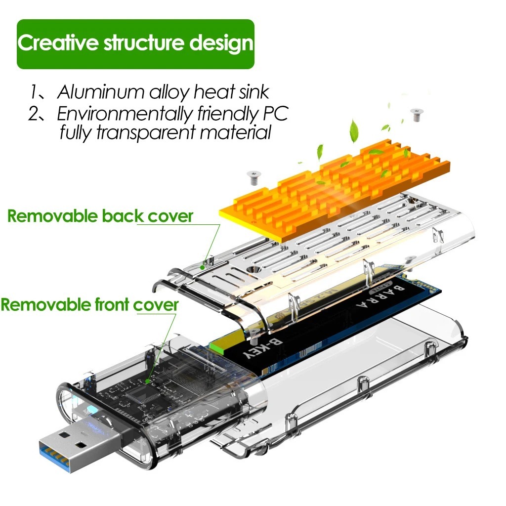 Hộp Đĩa ssd 5gbps m2 sata chassis m.2 Sang usb 3.0 Tốc Độ Cao Cho sata m / b key ssd 2230 / 2242 / 2260 / 2280mm