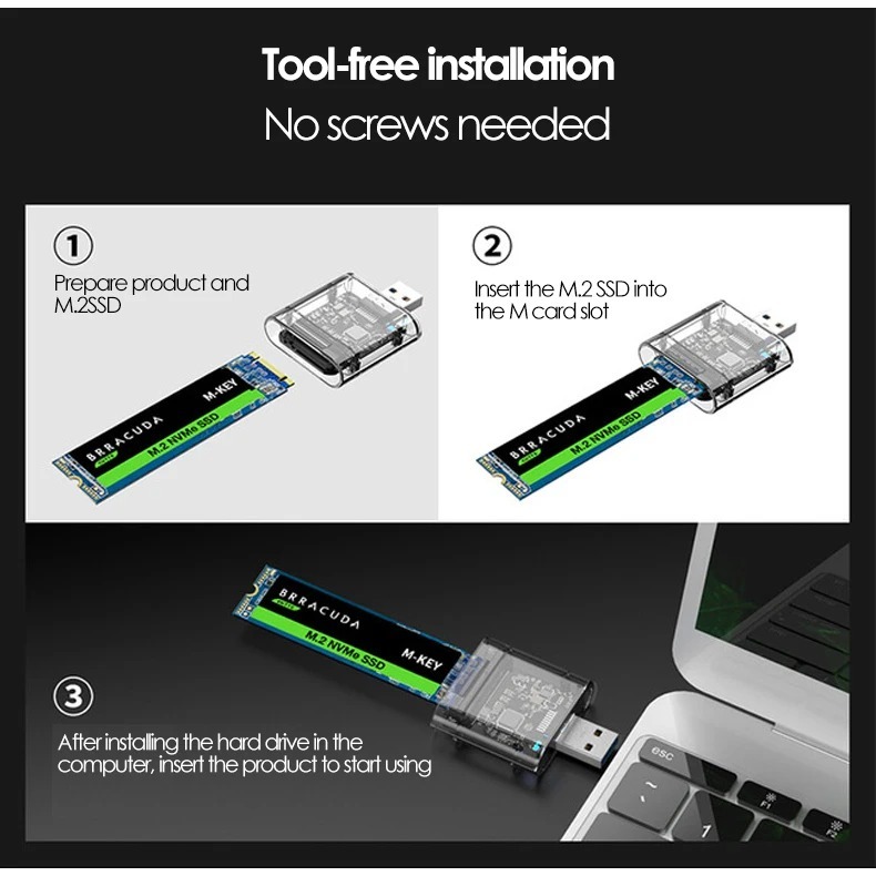Hộp Đĩa ssd 5gbps m2 sata chassis m.2 Sang usb 3.0 Tốc Độ Cao Cho sata m / b key ssd 2230 / 2242 / 2260 / 2280mm