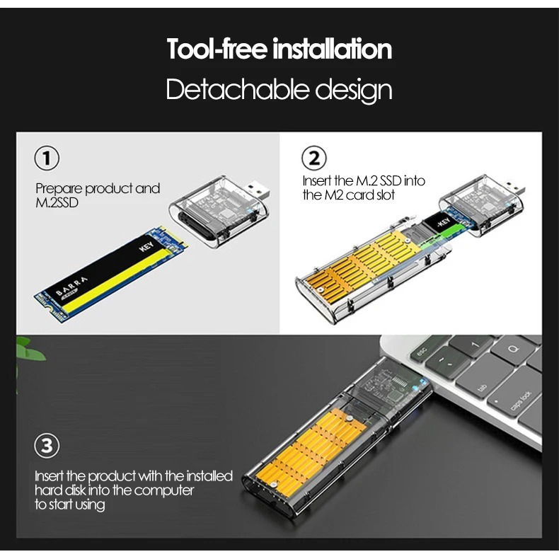 Hộp Đĩa ssd 5gbps m2 sata chassis m.2 Sang usb 3.0 Tốc Độ Cao Cho sata m / b key ssd 2230 / 2242 / 2260 / 2280mm