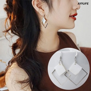 Khuyên tai hợp kim phối mặt vỏ sò hình vuông phong cách thời trang dành cho nữ