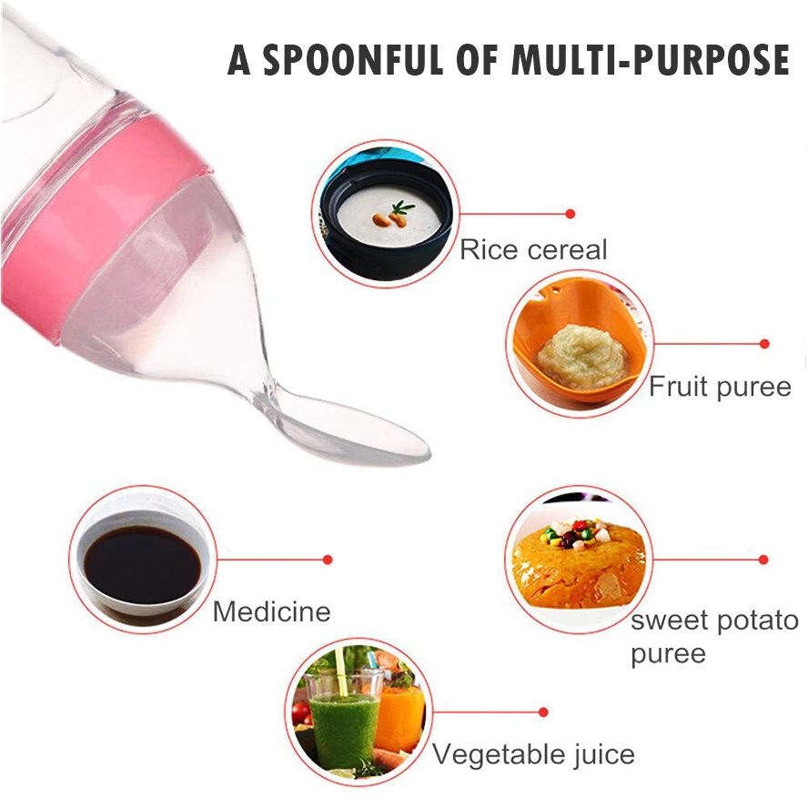 Bình thìa ăn dặm cho bé Bộ 8 trong 1 Thìa silicon Túi nhai Ống hút Cho bé 6 tháng