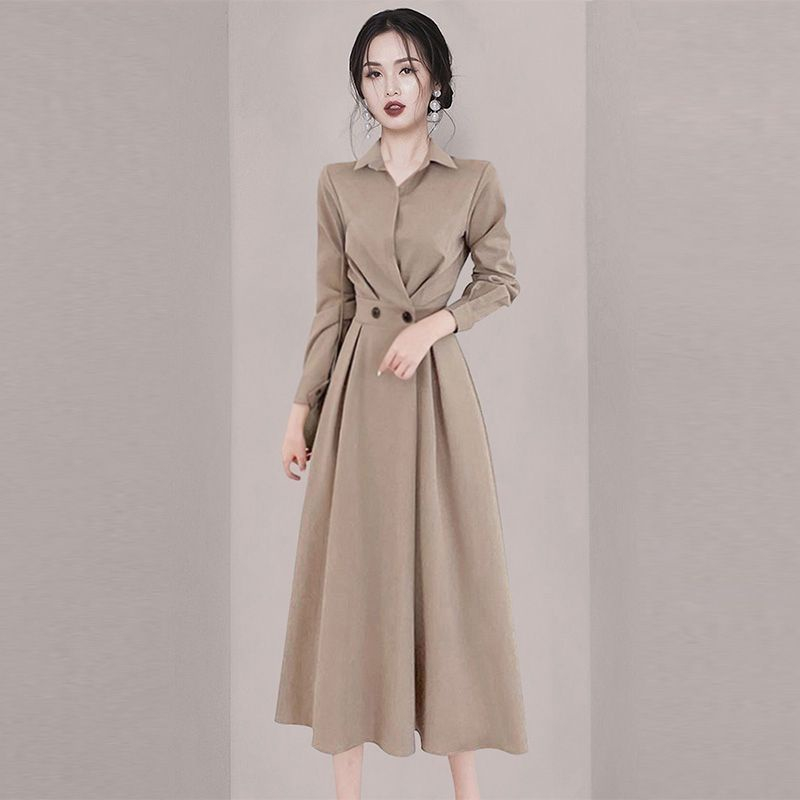 Đầm Sơ Mi Dài Tay Với Thiết Kế Dáng Rộng Xinh Xắn Dành Cho Nữ