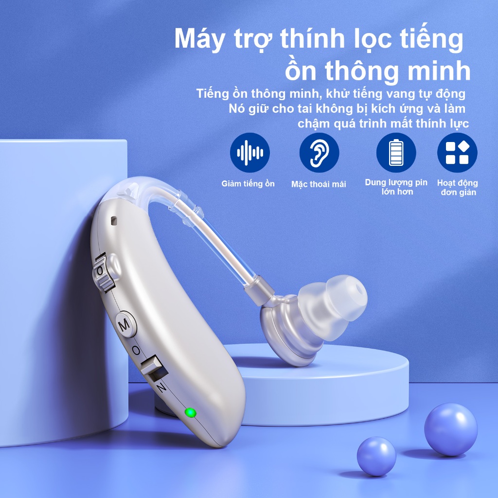 K&FCoptee Máy trợ thính có thể sạc lại, máy trợ thính không dây cho người cao tuổi, máy trợ thính có thể điều chỉnh âm lượng cấp 4