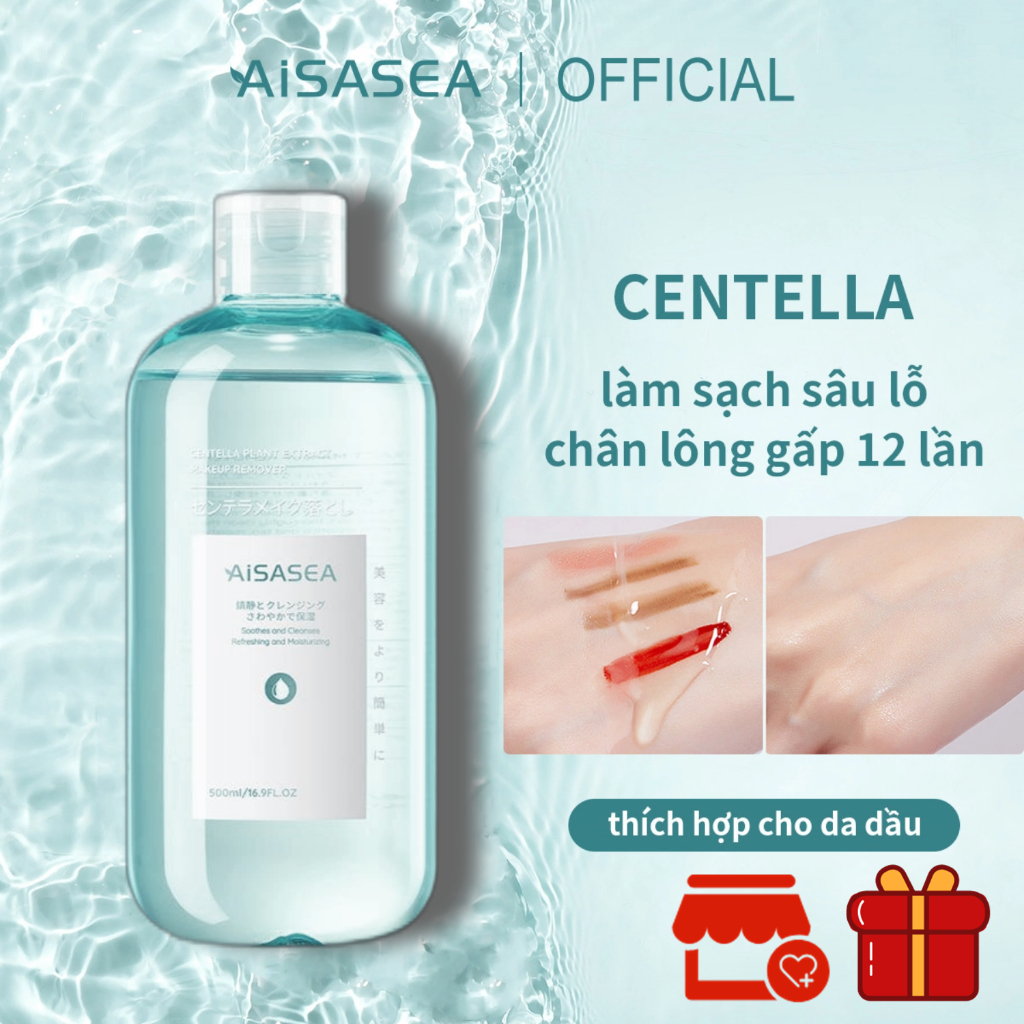 Nước tẩy trang rau má AISASEA 500ml dưỡng ẩm khuôn mặt môi mắt làm sạch sâu cho da nhạy cảm