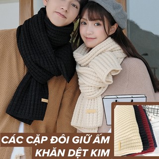 Khăn len quàng cổ trơn nam nữ ,khăn quàng cổ nữ mùa đông hàn quốc khăn choàng len dệt kim màu trơn dày dặn, ấm áp, mềm mịn và không xù lông