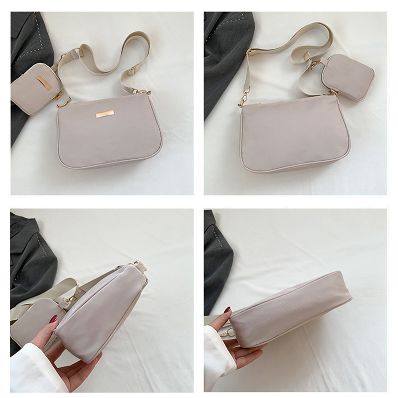 Túi Đeo Vai yogodlns nylon Màu Trơn Chống Thấm Nước Thời Trang Cho Nữ
