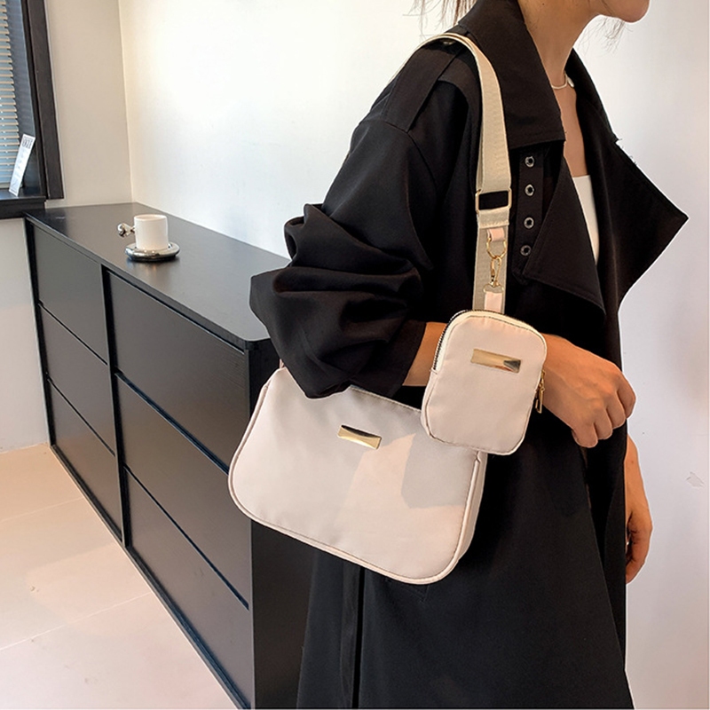 Túi Đeo Vai yogodlns nylon Màu Trơn Chống Thấm Nước Thời Trang Cho Nữ