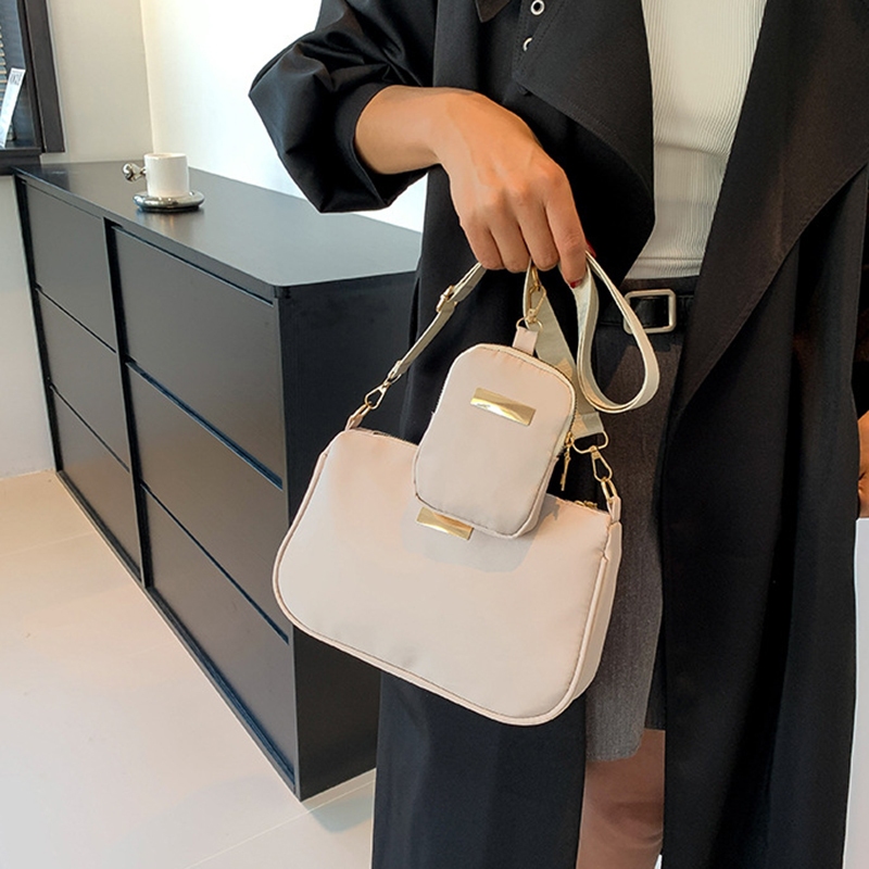 Túi Đeo Vai yogodlns nylon Màu Trơn Chống Thấm Nước Thời Trang Cho Nữ