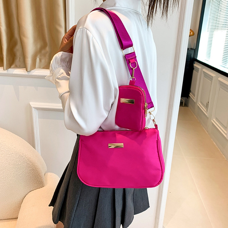 Túi Đeo Vai yogodlns nylon Màu Trơn Chống Thấm Nước Thời Trang Cho Nữ