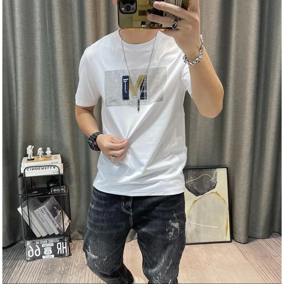 Áo Thun Tay Ngắn Cổ Tròn In Họa Tiết Hoạt Hình Phong Cách Hồng Kông Cá Tính Cho Nam