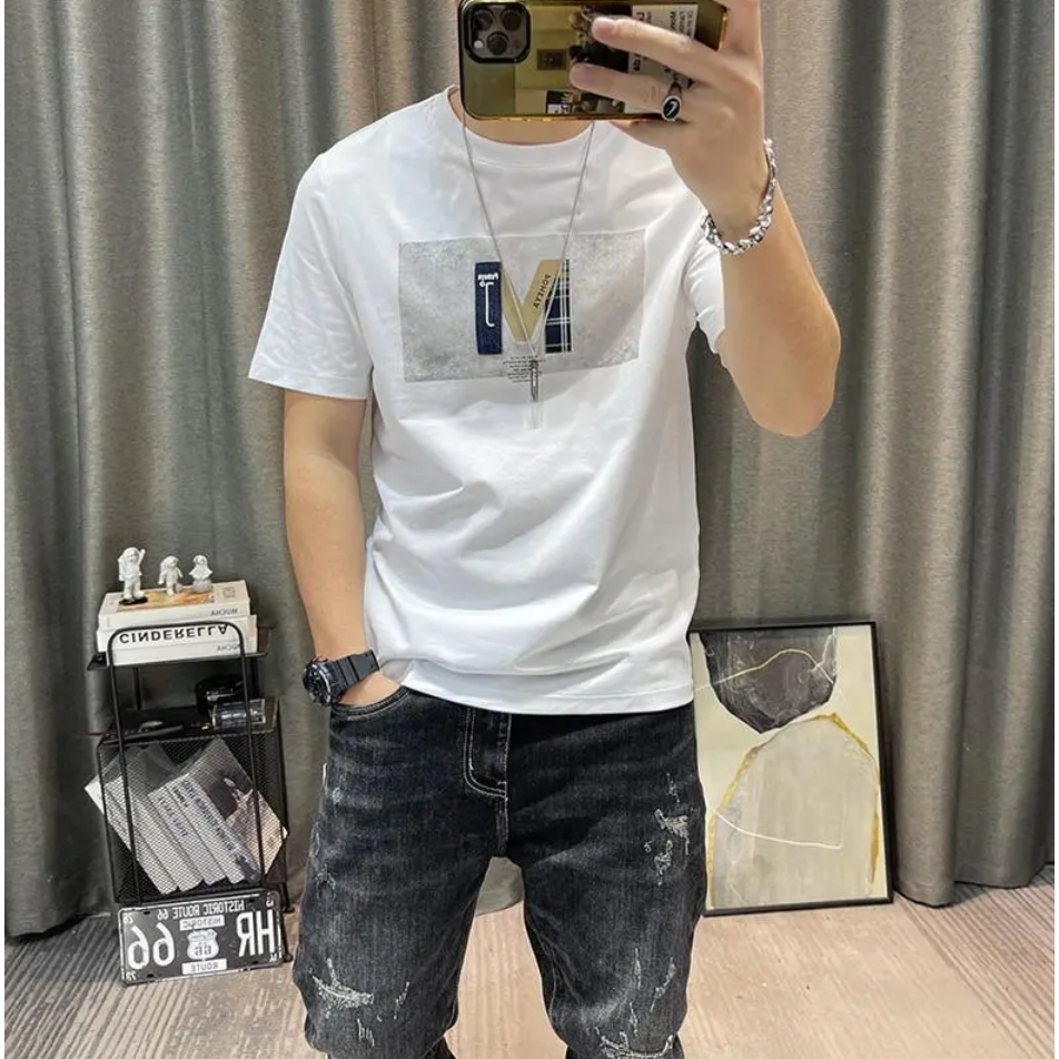 Áo Thun Tay Ngắn Cổ Tròn In Họa Tiết Hoạt Hình Phong Cách Hồng Kông Cá Tính Cho Nam