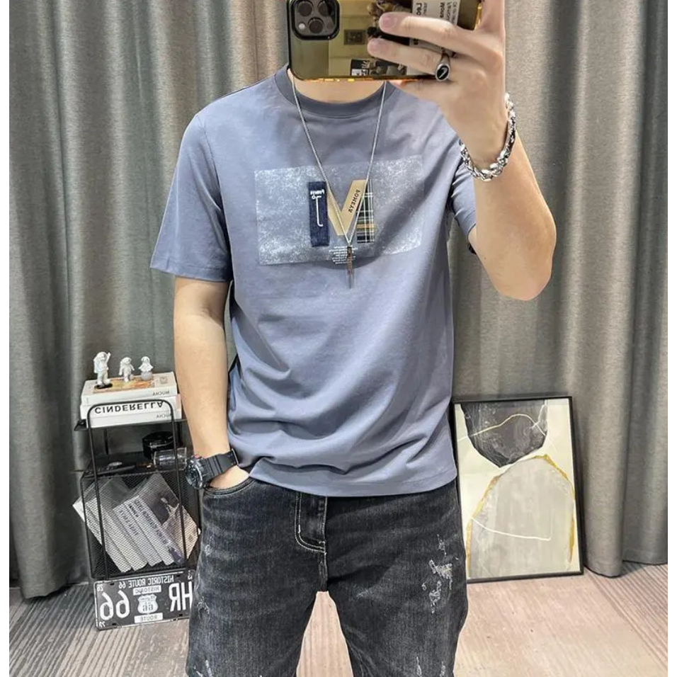 Áo Thun Tay Ngắn Cổ Tròn In Họa Tiết Hoạt Hình Phong Cách Hồng Kông Cá Tính Cho Nam