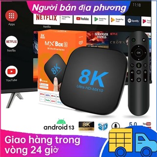 tivi box android tv 13.0 tích hợp remote giọng nói hình ảnh rõ nét phù hợp để giải trí cho cả gia đình bảo hành 12 tháng MX10-8k android tv box