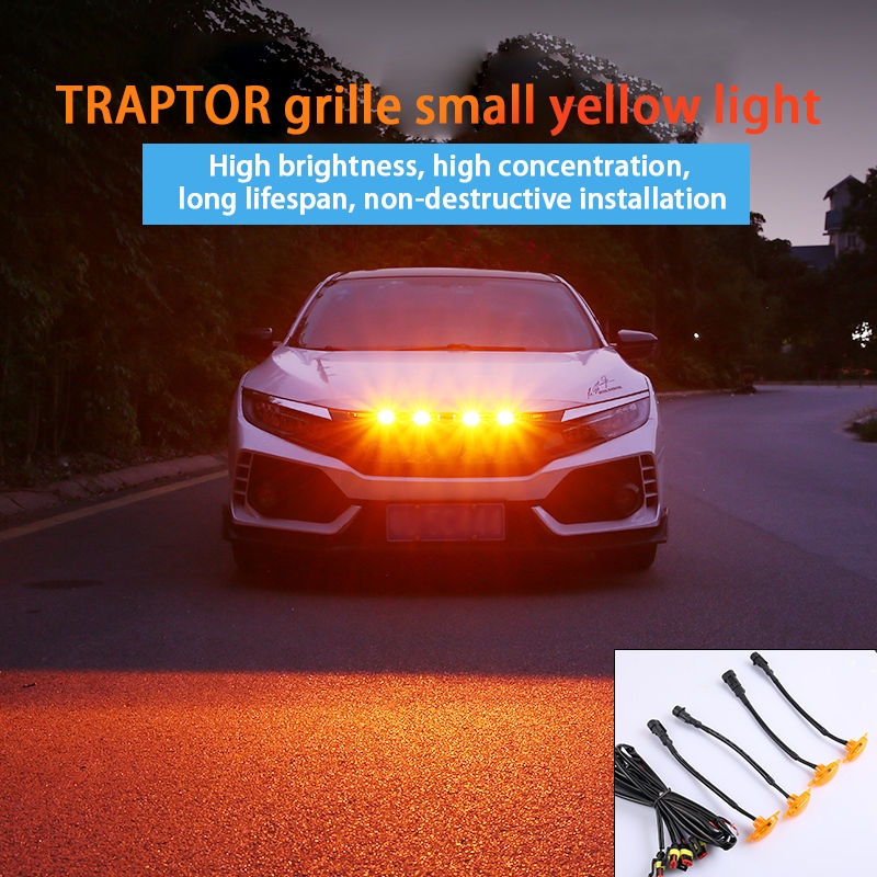 Đèn led Cảnh Báo Ánh Sáng Vàng Nhỏ Thông Dụng Trang Trí Lưới Tản Nhiệt Cho Xe Hơi suv
