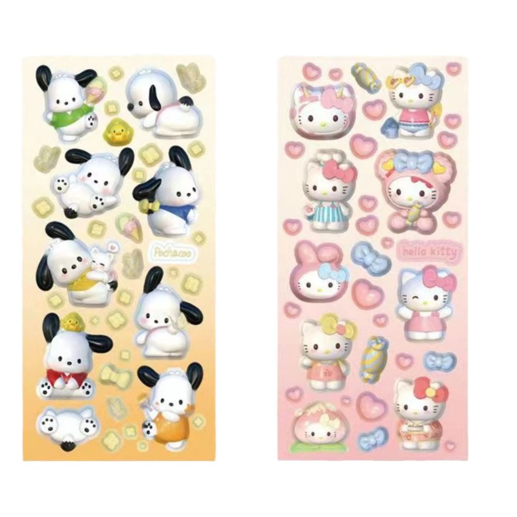 Sanrio Miếng Dán Hoạt Hình Màu laser Dễ Thương Chống Thấm Nước Trang Trí Điện Thoại / Sổ Tay diy