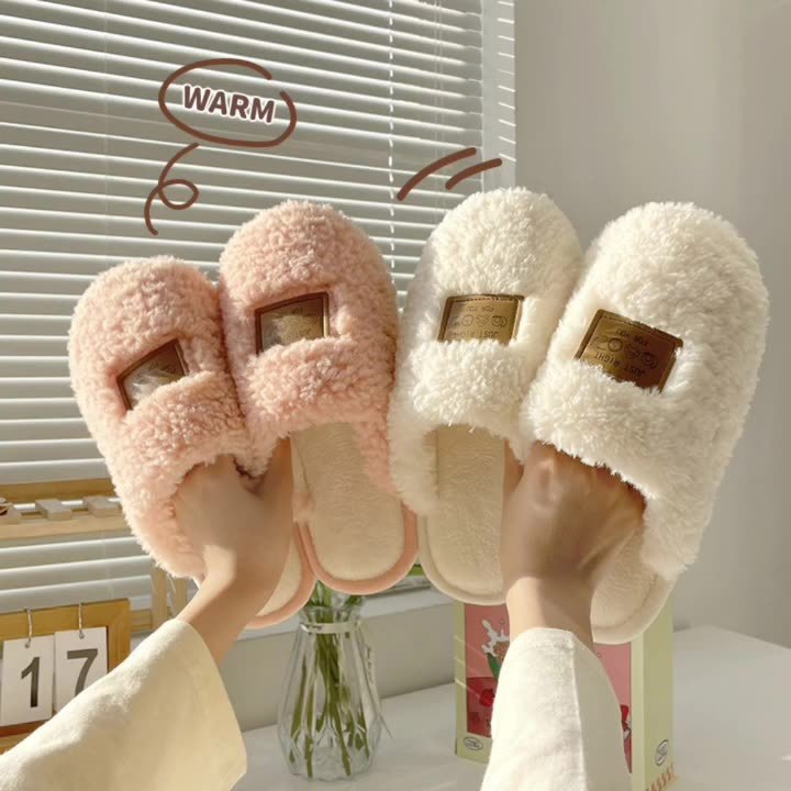 Renben Dép Bông cotton Đi Trong Nhà Chống Trượt Giữ Ấm Mùa Thu Đông Cho Cặp Đôi