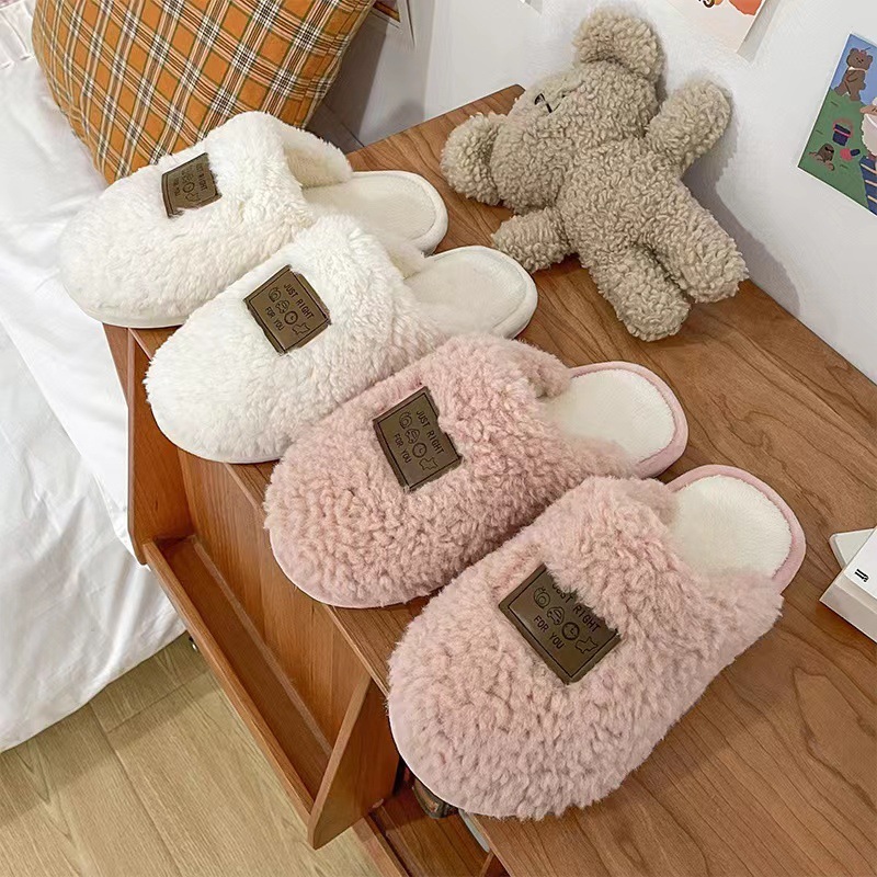 Renben Dép Bông cotton Đi Trong Nhà Chống Trượt Giữ Ấm Mùa Thu Đông Cho Cặp Đôi