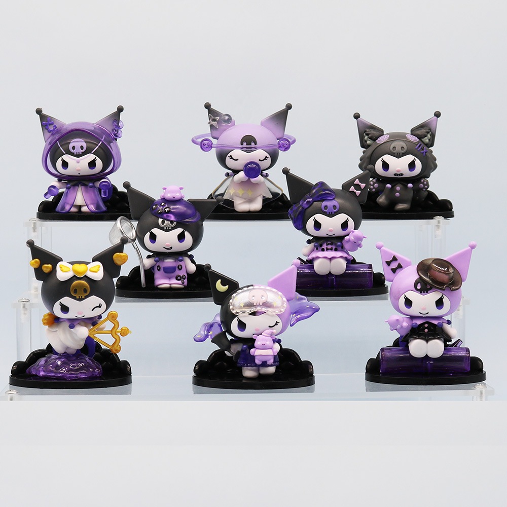 SANRIO Set 8 Mô Hình Nhân Vật Phim Hoạt Hình kuromi 8.5cm Trang Trí
