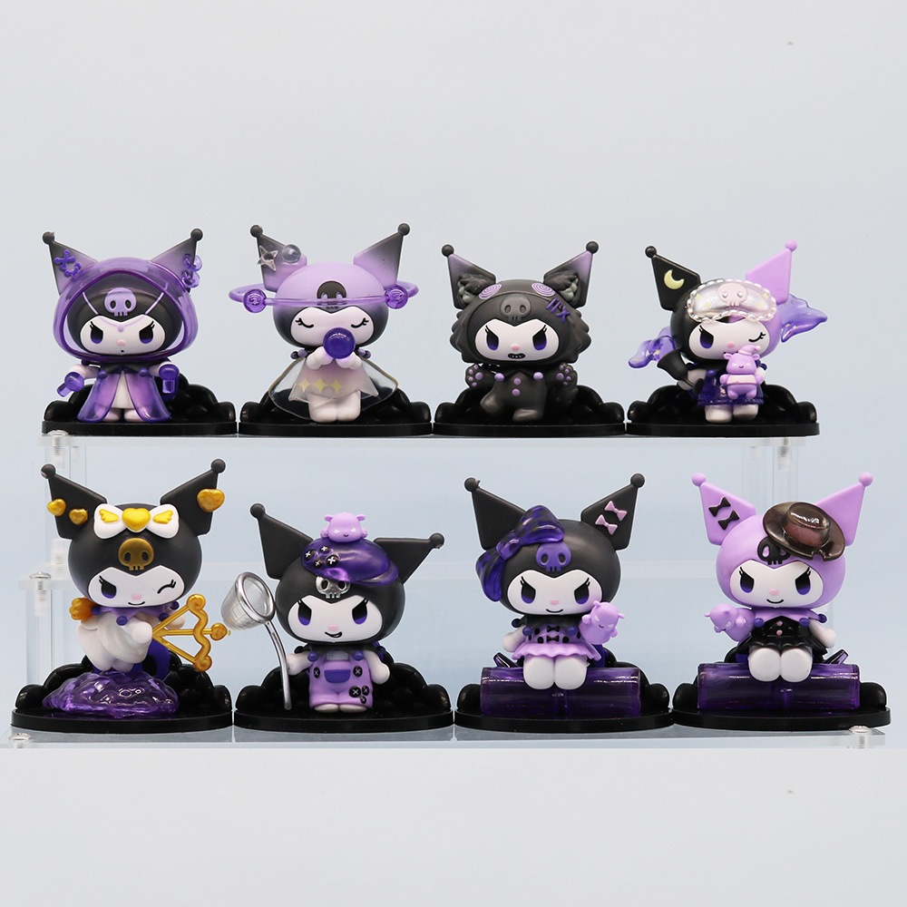 SANRIO Set 8 Mô Hình Nhân Vật Phim Hoạt Hình kuromi 8.5cm Trang Trí