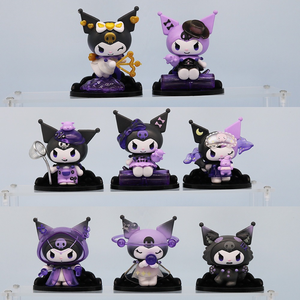 SANRIO Set 8 Mô Hình Nhân Vật Phim Hoạt Hình kuromi 8.5cm Trang Trí