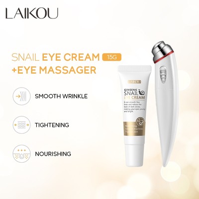 Bộ Kem Dưỡng Mắt Ốc Sên LAIKOU Tinh Chất Ốc Sên Nhân Sâm Giảm Nhăn Có Máy Mát Xa 15g