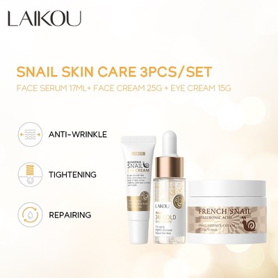 Bộ Mỹ Phẩm Chăm Sóc Da Laikou Gồm 3 Món Kem Dưỡng Da Mắt 15g + Serum 17ml + Kem Dưỡng Da Mặt 25g