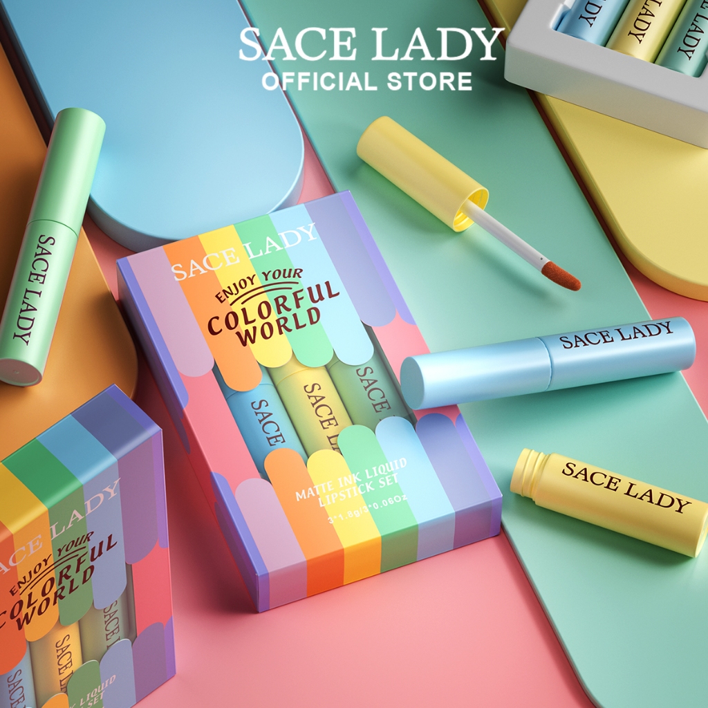 SACE LADY Set 3 Son Kem Lì Sắc Tố Cao Không Thấm Nước