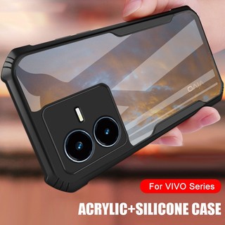 Ốp điện thoại PC+TPU trong suốt chống sốc bảo vệ 360 độ cho VIVO S1 Pro V20 V21 V23 V23E V25 V25E V27 V29 V29E