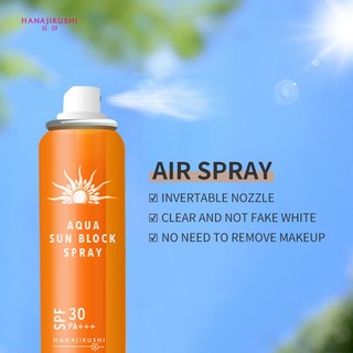 HANAJIRUSHI Xịt Chống Nắng SPF30 PA+++ 60g UVA UVB Đầu phun đảo ngược 360 độ chống nắng toàn thân chống thấm nước và chống mồ hôi