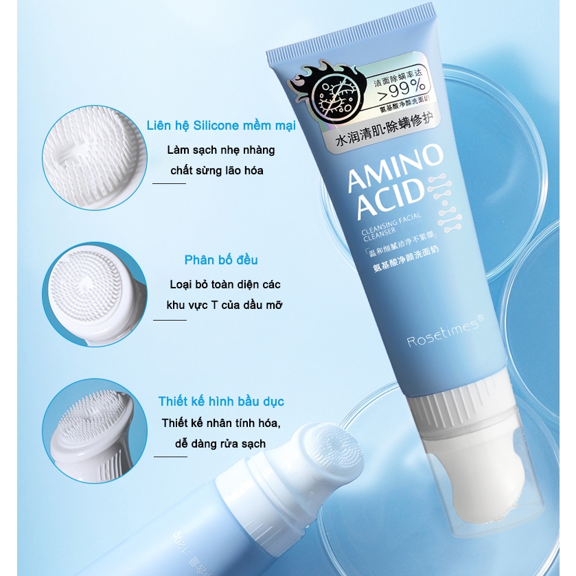 Sữa rửa mặt Amino Acid 120ml đi kèm với đầu bàn chải massage, làm sạch sâu