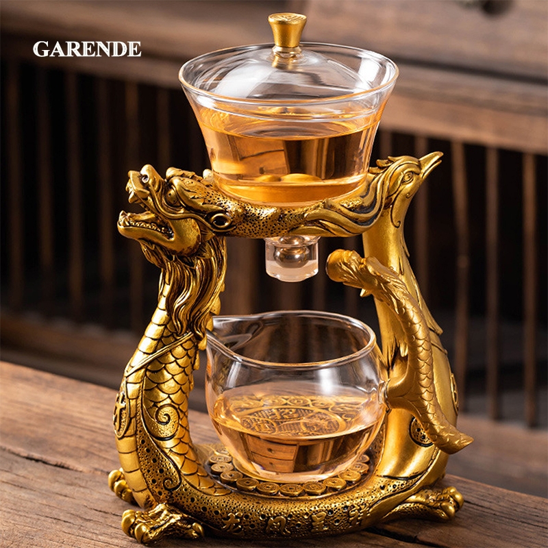 Garende Bộ Ấm Trà Bằng Kính Chịu Nhiệt Dùng Trang Trí Bàn Cắm Trại Sáng Tạo Rồng Ấm Trà Thủy Tinh Từ Nghi Binh Nắp Xoay Bát Nước Trà Pu'er Ô Long Drinkware Dropshipping Trà