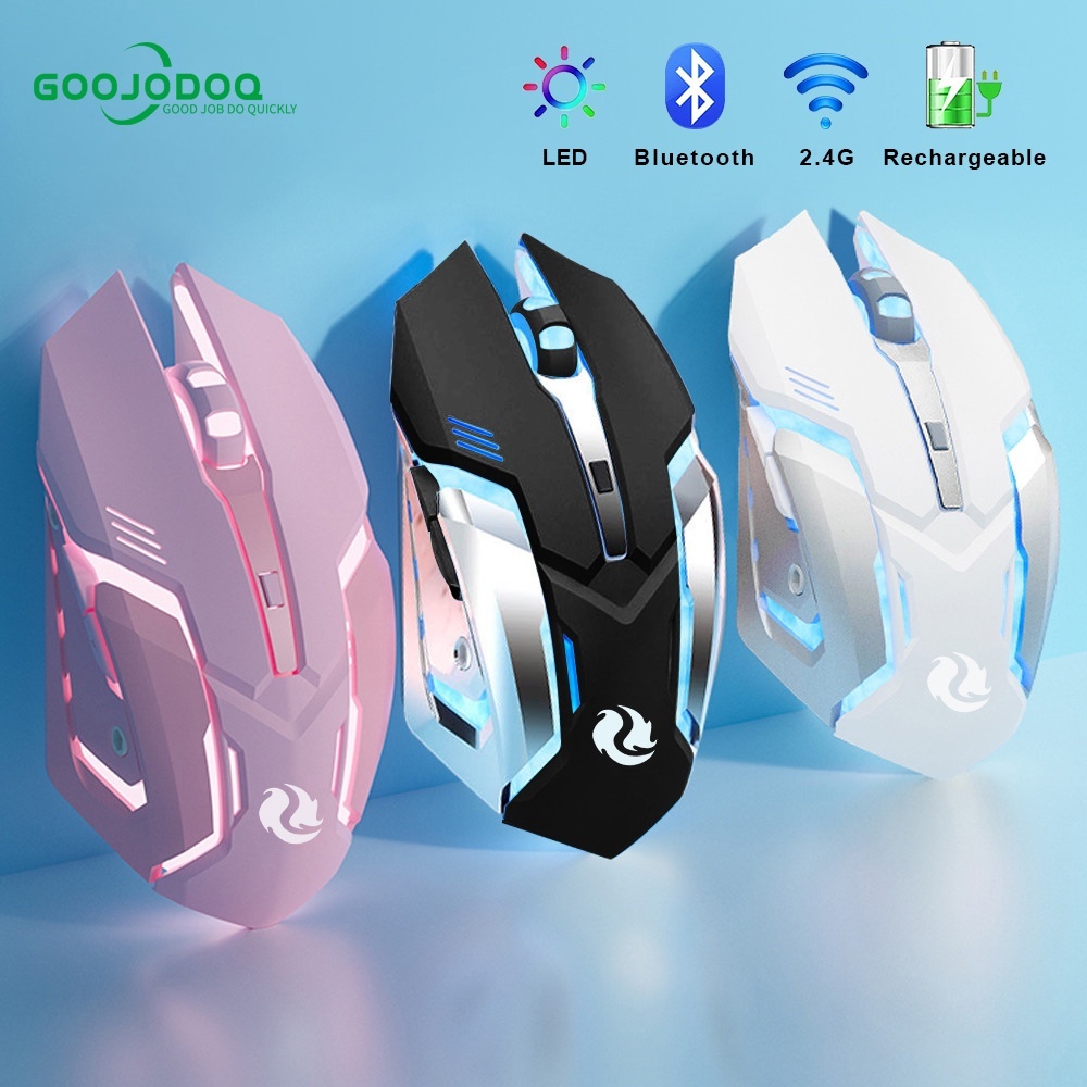 Chuột Gaming GOOJODOQ không dây 2400 DPI 2.4G tiết kiệm pin phù hơp làm việc văn phòng chơi game sạc lại cổng USB