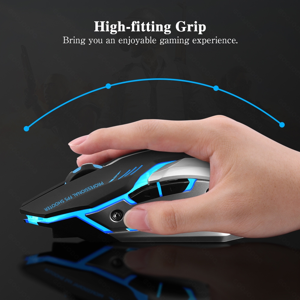 Chuột Gaming GOOJODOQ không dây 2400 DPI 2.4G tiết kiệm pin phù hơp làm việc văn phòng chơi game sạc lại cổng USB