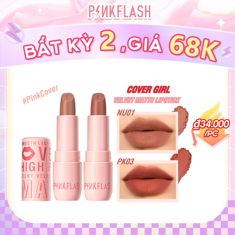 Son Môi Pinkflash Găng Tay Màu Hồng Xinh Xắn Thời Trang #Thỏi Son Môi Hiệu Ứng Nhung Lì Lâu Trôi Pinklover
