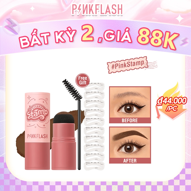 Phấn Trang Điểm Lông Mày Pinkflash PinkStamp Chống Thấm Nước Đa Năng Kèm 10 Khuôn Kẻ Lông Mày Tái Sử Dụng Được 1 Bước 4 Màu Thân Thiện Với Môi Trường
