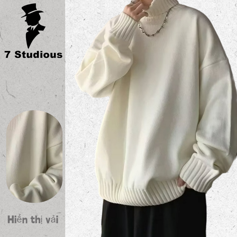 【Chất Lượng Cao】Áo sweater nam dệt kim cổ lọ dày dặn from rộng simple fashion áo sweater trơn unisex hàn quốc áo len cổ lọ nam hoạ tiết thoải mái thời trang thu đông cho nam